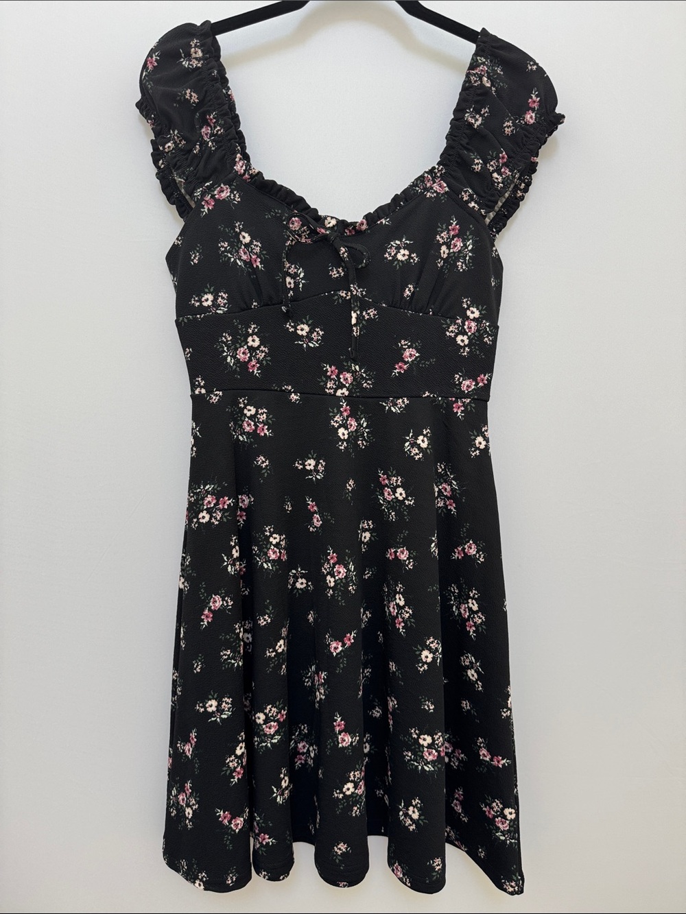 Ultra Flirt Juniors Black Floral Mini Dress